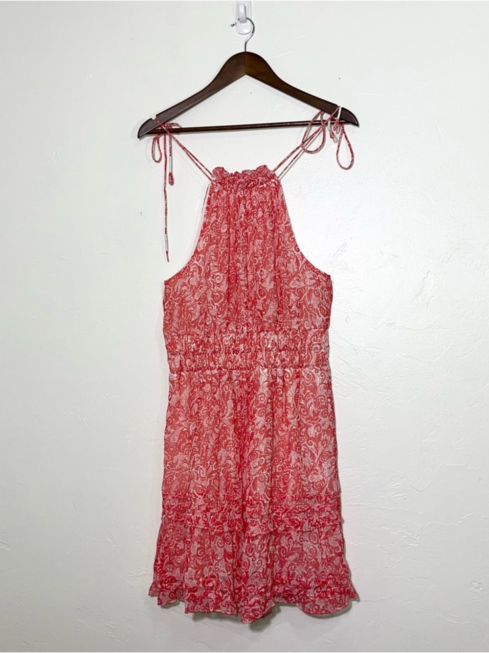 Anthropologie Somerset Halter Mini Dress Pink Coral Paisley Floral Size S - Picture 4 of 12